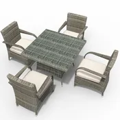 4-Seater Outdoor Dining Set - Hampton Chairs with Cube Dining Table (PAD-1710+1122)