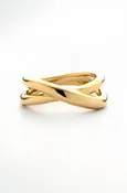 14K Gold Plated Sculptural Crossover Ring