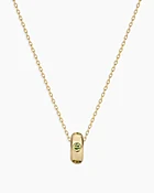 14K Gold Birthstone Halo Charm Necklace