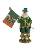 11" Fabriche Musical Irish Santa W/Flag