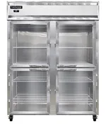 2RENPTHD-GD-SD 2-Section Display Commercial Pass-Thru Refrigerator Extra Wide, Half Doors
