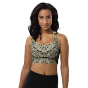 Best Support* NW Nugz “Green Buds” Recycled Longline Sports Bra. 3D Photo-Mosaic Marijuana-Flower-Art