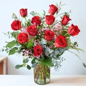 Passionate Dozen Roses – Red Roses Arrangement– North Coastal Floral Design
