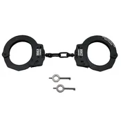 1912 Stainless Steel Chain Handcuffs, Black, Dual Keyways