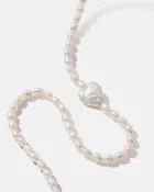 14K Plated Yellow Gold Heart On Pearl Necklace