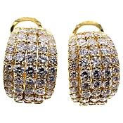 1980s Diamond 18 Karat Gold Ear Clips