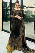 Black Georgette Straight Cut Palazzo Bridal Salwar Kameez