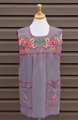 Brown Gingham Cross-Stitch Embroidered Apron