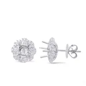 14 KT Baguette Shape White Gold Halo Diamond Earring