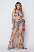 3 Piece Floral Printed Set - Pink