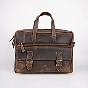 Crazy Horse Leather Briefcase - Brown