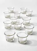 10-Hour 2.5in Wide White Votive in Tulip Glass, Set of 12