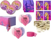Tangled Rapunzel Princess Birthday Party Supplies Decoration Bundle for 16 includes Plates, Napkins, Table Cover, Invitations &amp;amp; Thank You Notes, Latex Balloons
