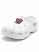 3D printed shoe charm, purple and gold W.