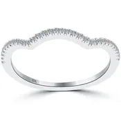 0.16 Carat Custom Curve Matching Diamond Wedding Band Ring 18k White Gold