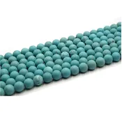 10mm Blue Turquoise Dyed Howlite Matte Finish Round/Ball Shaped Beads with 2mm Holes - 7.75" Strand (Aprx. 20 Beads) - LARGE HOLE BEADS