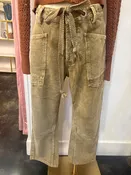 Barrel Corduroy Pants with Waist Tie