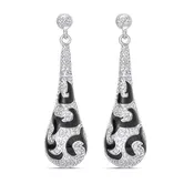 0.09ct Diamond Enamel And 925 Sterling Silver Dangling Earrings (EA3633AD)