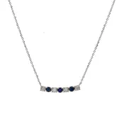 10K White Gold Round Sapphires and Diamonds 18" Necklace