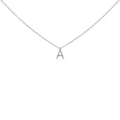 10K White Gold Diamond Accent "A-Z" Block Initial Pendant Necklace