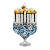 2026 NEW Jay Strongwater Glowing Menorah Holiday Glass Ornament SDH20160-250