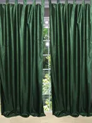 2 Green Curtains – Handmade Tab Top Drapes for Windows, Luxurious Textured Drapes