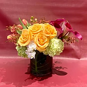 Arrangement of Calla Lilies, Hydrangea, Roses, Tulips & Calla Lilies