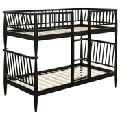 Abram Windsor Twin Over Twin Wood Bunk Bed with Ladder Black