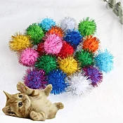 Assorted Glitter Pom Pom Balls x10 - Whiskers Holistic Petcare