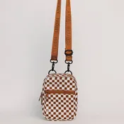 Brown Checkered Crossbody Sling