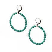 Beaded Hoop Dangle Earring 2332: Silver Shade/ Aqua/ S