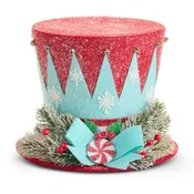 10" Merry Peppermint Top Hat Christmas Decoration | RAZ 4616121