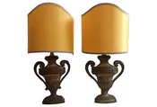 19th-Century French Carved Urn Lamps, Pair