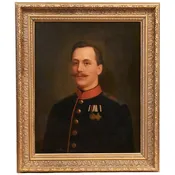 Oil On Canvas Portrait of an Imperial German Soldier of the 29th Prussian Artillery Regiment
