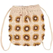Crochet Sunflower Drawstring Bag