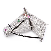 1920s Diamond Horse Head Brooch
