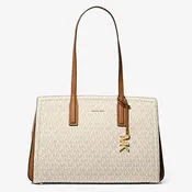 Michael Kors Laila Signature Medium Tote - Vanilla with Acorn