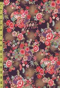 Japanese - Naka Drums, Balls & Flowers - Crepe Like Texture - N-2500-136C - Purple
