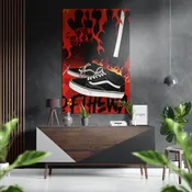 Checkerboard Skate Sneaker Brushed Aluminum Dibond Wall Art