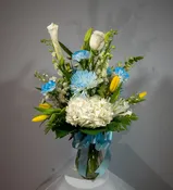 Blue White and Yellow Boquet