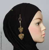 Ajoure Heart Hijab Pin # 7 in Gold Tone