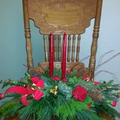 Duel Red Candle Evergreen Centerpiece