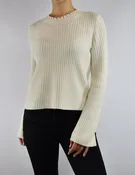 Cashmere Blended Fringed Neckline Pullover