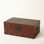 Antique Chinese Painted Leather Trunk