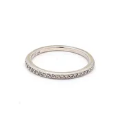 0.06 Carat Round Brilliant I I1 Diamond 14 Karat White Gold Wedding Band Ring