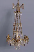 French 19th Century Gilt Bronze & Crystal Candle Chandelier