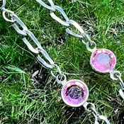 Bracelet, Sterling Silver, Avon with Bezel Set Pink Stone Accents, 7 inches