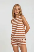 Apricot Stripes Top & Shorts Set