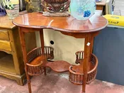 Antique Parlor Table with Spindle Edge Shelf