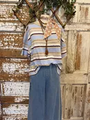 Blue & Plum Striped Knit Top